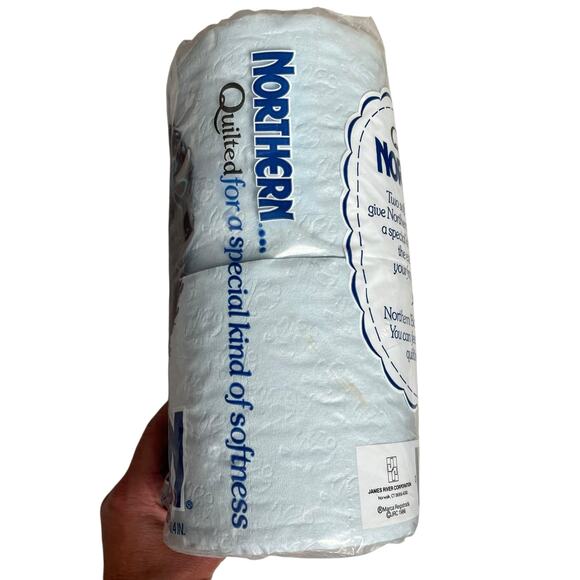 Vintage Quilted Northern Blue Toilet Paper Bathroom Tissue 4 Roll 1980s NOS READ - Picture 4 of 12